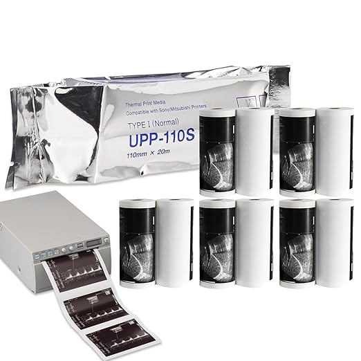 UPP-110S Ultrasound Video Recording Film Media Thermal Printer Paper, 110mmX20m (10 Rolls)