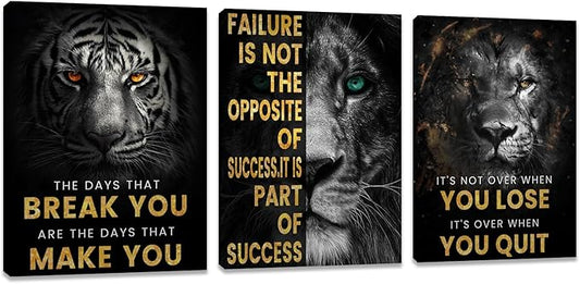 Inspirational Motivational Wall Art - Framed Posters & Canvas Wall Paintings for Living Room, Office, Bedroom - 48"W x 24"H
