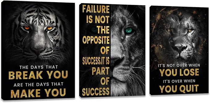 Inspirational Motivational Posters - Framed Canvas Art Set for Office, Living Room, Bedroom - (36''W x 16''H)