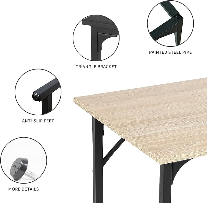 NChanmar 39 Inch Computer Desk, Office Desk Gaming Desk with Metal Frame, Writing Workstation for Home Office, Space Saving Computer Table for Small Space (Nature) 39x19.6x29