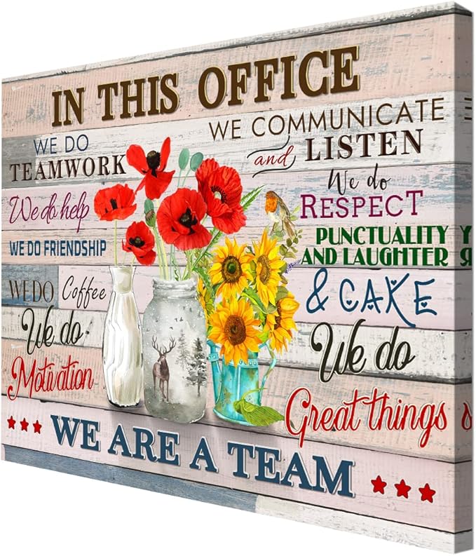 Inspirational Wall Art for Office Quotes Theme Wall Decor for Women Motivational Teamwork Posters In This Office We Do Help Canvas Prints Framed Wall Art for Bedroom Modern Office Decoration 12x16inch