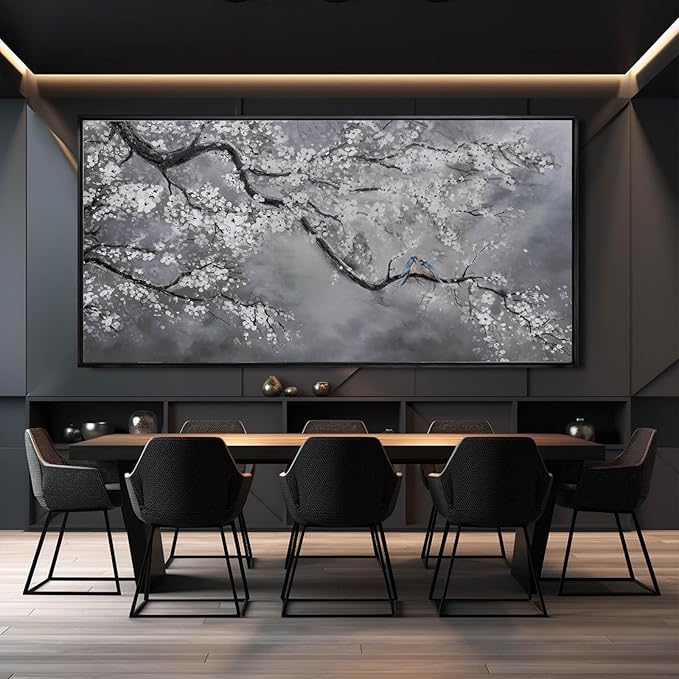 Artexist Flower Canvas Wall Art Black and White Wall Poster Scenery Wall Decor 36"x70" Print Pictures for Dining Room Area Bedroom Artwork