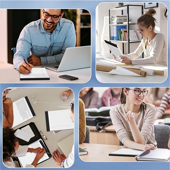 48 Pack Legal Pads Bulk 8.5 x 11 White Note Pads, Wide Ruled Legal Pads, Micro Perforated Notepads 8.5'' x 11'' with Sturdy White Back, 30 Sheet/Notepad, Writing Pad for Work Study Daily Note Taking