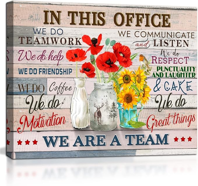 Inspirational Wall Art for Office Quotes Theme Wall Decor for Women Motivational Teamwork Posters In This Office We Do Help Canvas Prints Framed Wall Art for Bedroom Modern Office Decoration 12x16inch