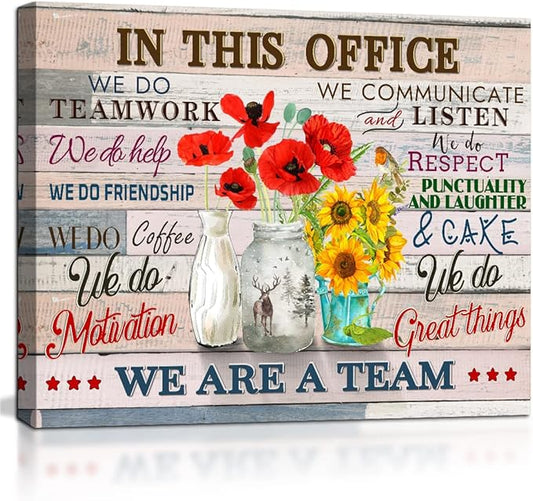 Inspirational Wall Art for Office Quotes Theme Wall Decor for Women Motivational Teamwork Posters In This Office We Do Help Canvas Prints Framed Wall Art for Bedroom Modern Office Decoration 12x16inch