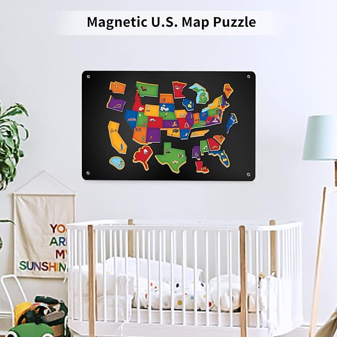 17.7" x 11.8" Black Metal Magnetic Board - Magnet Bulletin Board to Display Magnetic Letters Numbers Animal, Poetry, Spice Jars, Notes, Photos, Suitable for Wall, Refrigerator, Cubicle, Cabinet