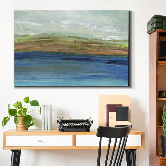 Landscape Wall Art Premium Gallery Wrapped Canvas Abstract Ocean Forest Modern Artwork Decoration for Living Room Kitchen Bathroom Office, Ready to Hang