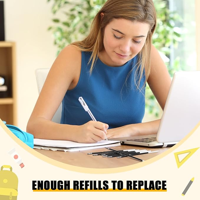 Outus 30 Pieces 0.7 mm Retractable Pen Refills Replacement Ballpoint Pen Refills Black and Blue Ink Pen Refills for Retractable Pen Office School Supplies, 107 mm in Length