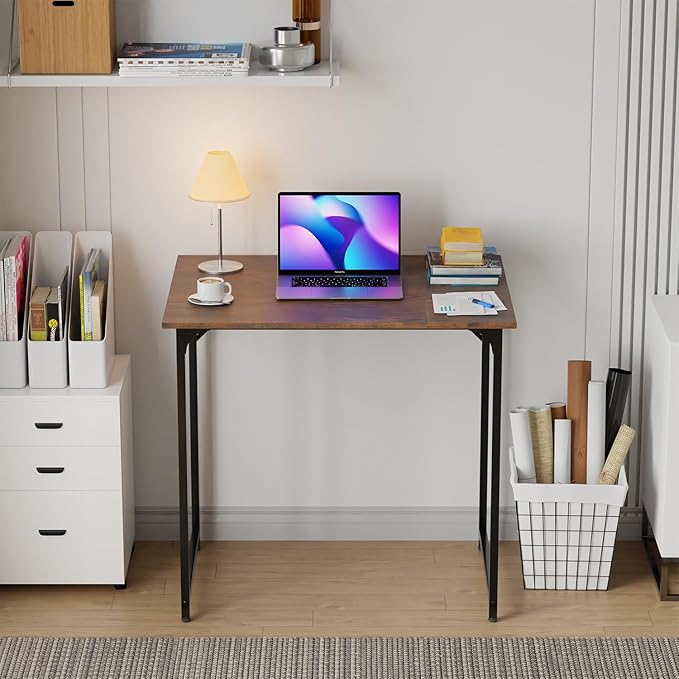 FDW 32 inches Office Small Computer Desk/Home Office Desk/Study Student Writing Desk/Modern Simple Style Desk,Brown
