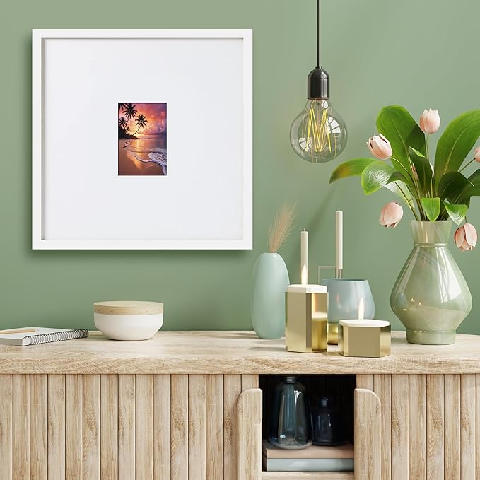 artisane home goods - Gallery Frame 1.0, Picture Frame, 18x18 White, Gallery Wall Frame Set, Large Picture Frame, Oversized Mat (4x4, 4x6, and 5x7)