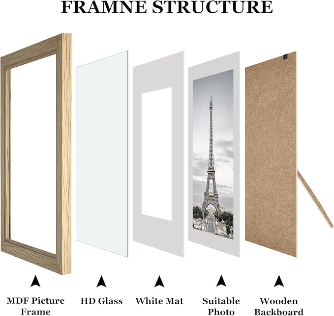 Picture Frames, Made of Real Glass and Wooden Frame, Gallery Photo Frames Set of 10 for Collage Wall Decor, Multi Sizes Including 8x10, 5x7, 4x6 for Mounting or Tabletop Display, Multi Color