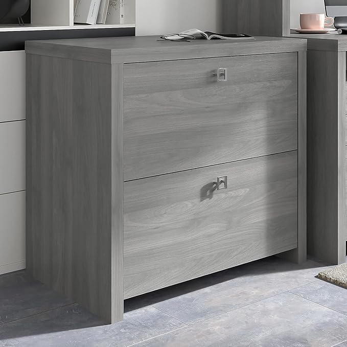 Bush Furniture Lateral File Cabinet with Satin Silver Hardware | Echo Collection 2 Drawer Filing Unit for Home Office or Professional | 31Wx20Lx30H