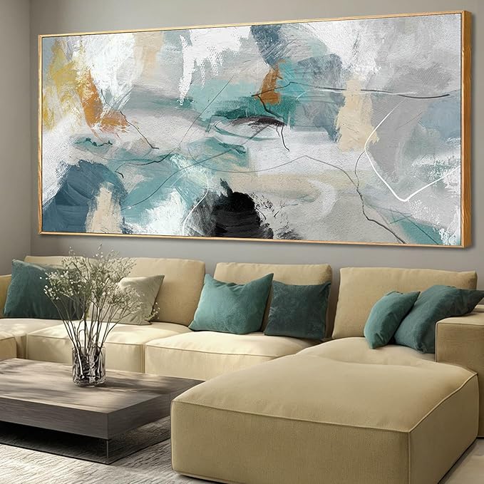 Abstract Framed Wall Art Colorful Picture Prints Line Canvas Poster 40"x86" Bedroom Artwork Home Decorations for Living Room