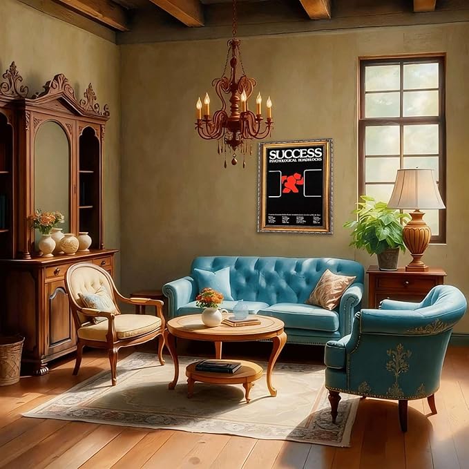 Vintage Framed Abstract Success Wall Art Canvas Print Oil Paintings Reproduction World Classics Retro Poster Art Print Stunning Home Decor for Office (Retro Framed,24L X32W)
