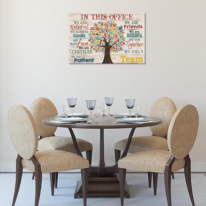 Trendy In This Office We Are A Team Inspirational Wall Art Work Positive Motivation Modern Canvas Posters Encouraging Sign Prints Painting For Office Living Room Wall Decor 12x16in Framed