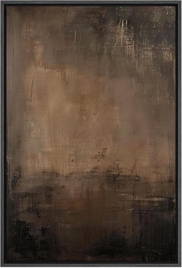SIGNFORD Framed Canvas Print Wall Art Abstract Earthy Tones Rustic Neutral Illustrations Decorative Bohemian Calm for Living Room, Bedroom, Office - 24"x36" Black