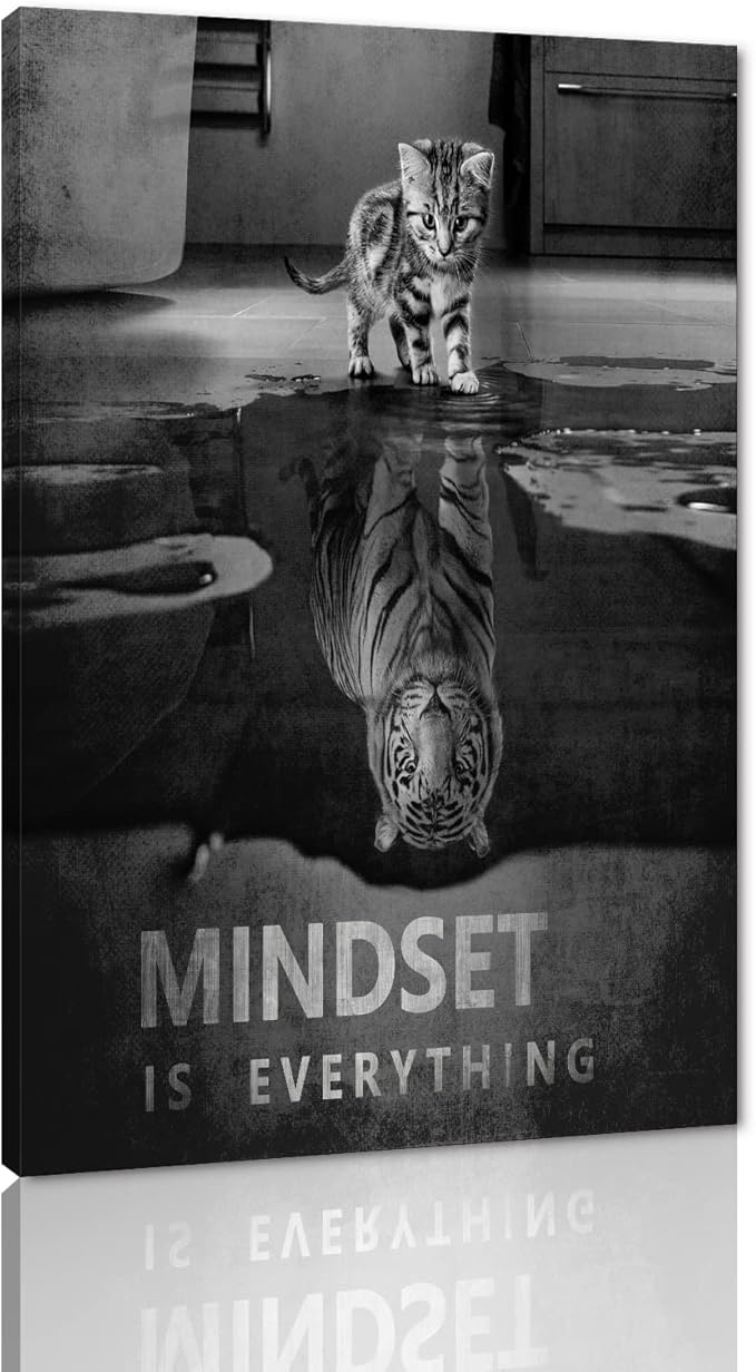 Inspirational Canvas Wall Art Motivational Framed Office Artwork Mindset Is Everything Wall Decor Framed Ready to Hang-12x16 inches
