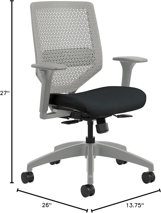 HON, SVR1AILC10TK, Solve Series ReActiv Back Task Chair, Supports up to 300 lbs., Ink Seat/Titanium Back, Black Base