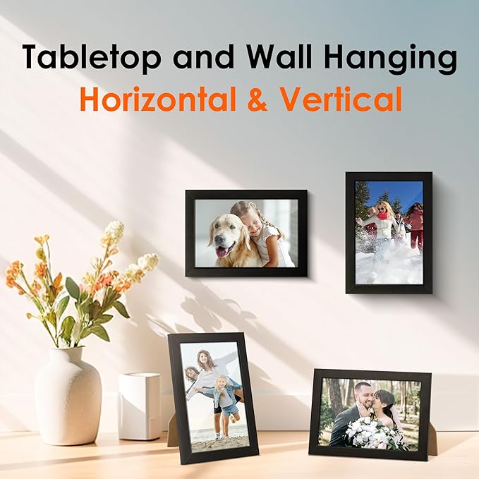 FIXSMITH 4x6 Picture Frame Set of 6, 4x6 Photo Frames with HD Plexiglass for Wall Hanging or Tabletop Display, Black