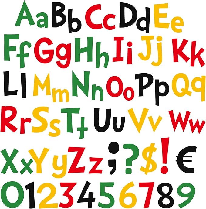 Tenare 134 Pieces 5 Inch Bulletin Board Letters Alphabet Numbers Combo Set Letter Cutouts for Bulletin Board Display Home Decor(Black History Color)