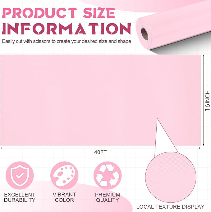 16 in x 40 Ft Fabric Bulletin Board Roll Classroom Non Woven Fabric Background Decorations Waterproof Wrinkle Resistant Bulletin Board for Back to School Wall Decor(Pink,Pure)