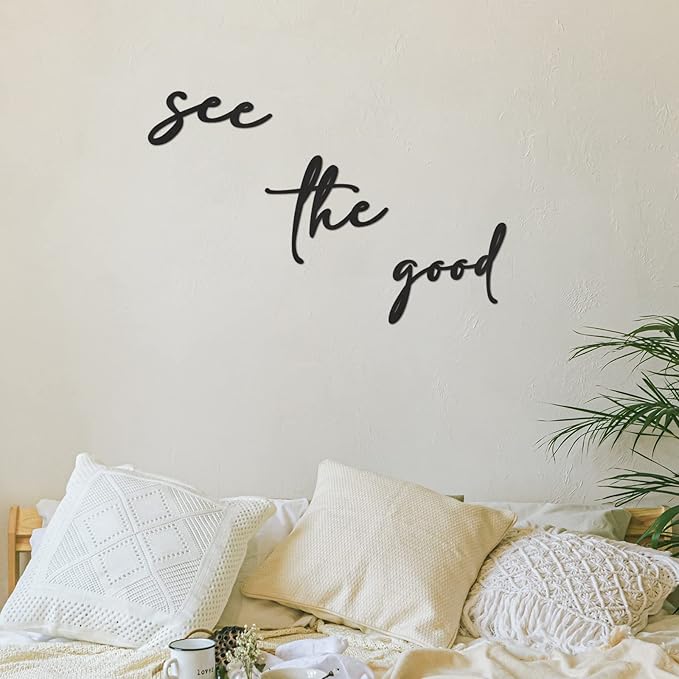 Unittype 3 Pcs Inspirational Wall Art Black See The Good Walls Art Mental Health Office Wall Decor Boho Rustic Modern Wood Motivational Walls Decals for Living Room Kitchen Bedroom