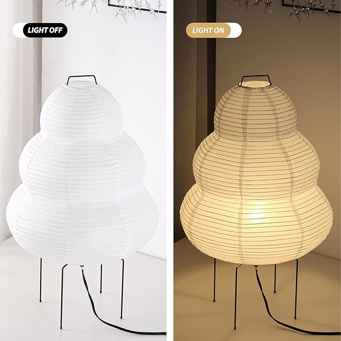 Noguchi Lamp, Wabi-Sabi Paper Floor Lamp, Dimmable Japanese Rice Paper Lantern, Akari Floor Lamp with 3 Color, Japan Lamp for Living Room, Bedroom or Desktop