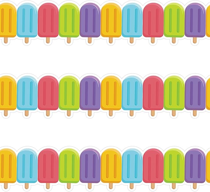 72 Feet Cool Ice Pops Border Summer Bulletin Board Borders Trim for Summer Classroom Party Decoration