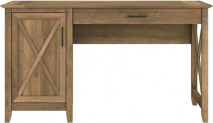 Bush Home Key West Computer Desk with Storage | Farmhouse PC Table for Home Office in Reclaimed Pine | 54W x 24D