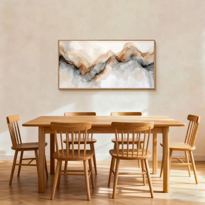 Ausril Abstract Neutral Framed Canvas Wall Art Set, Retro Watercolor Landscape Wall Decor, Modern Texture Art Prints, Minimalist Nature Wall Painting for Living Room, Bedroom, Office 20×40inches