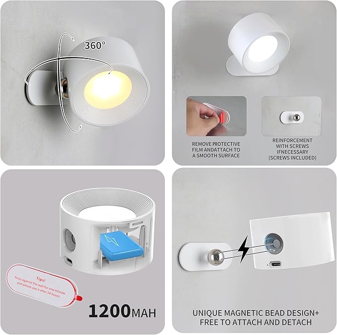 Portable and Rechargeable LED Desk Lamp,Versatile Lighting Solution for Office, Study, and Outdoor Activities，White