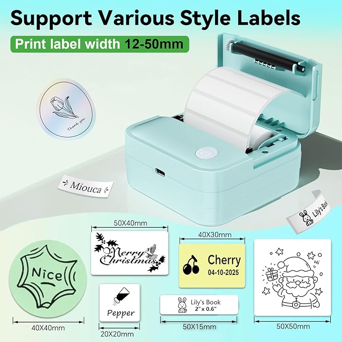 Label Maker Machine with Tape - Mini Sticker Printer Bluetooth Label Printer for Home Office Organization, Portable Thermal Sticker Maker Print Pod with Multiple Templates for Phone