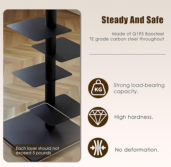 9-Tier Metal Spine Bookshelf - Vertical Tower for Booksfor Small Spaces, Multipurpose Corner Bookshelf, Tall & Narrow Ladder Bookcase, Ideal Book Display for Home or Office (Pink)