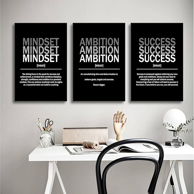Daily Motivational Canvas Wall Art Inspirational Quotes Picture Painting Mindset Ambition Success Print Poster for Office Bedroom Living Room Artwork Stretched and Framed [48''Hx24''W]