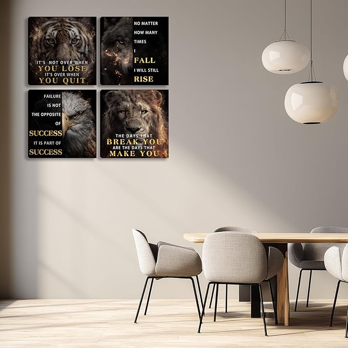 Motivational Wall Decor for Living Room Inspirational Wall Art for Office Workplace Canvas Wall Art Painting Poster Prints Artwork 12"x12"x4