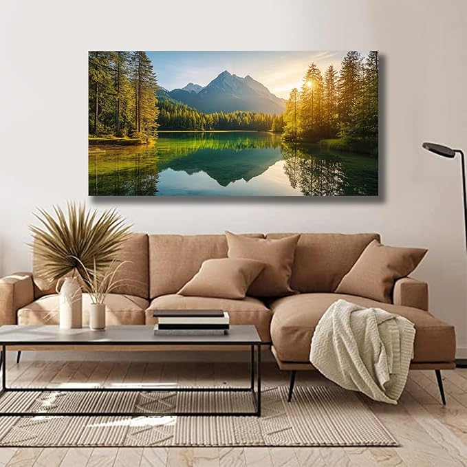Yuaxker Tree Pictures Wall Decor Green Wall Art Natural Landscape Painting Modern Aesthetic Artwork for Living Room Bedroom Dining Room Office Home Decor 20x40inch