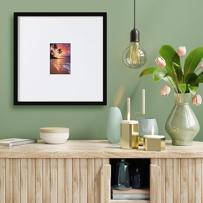 artisane home goods - Gallery Frame 1.0, Picture Frame, 18x18 Black, Gallery Wall Frame Set, Large Picture Frame, Oversized Mat (4x4, 4x6, and 5x7)