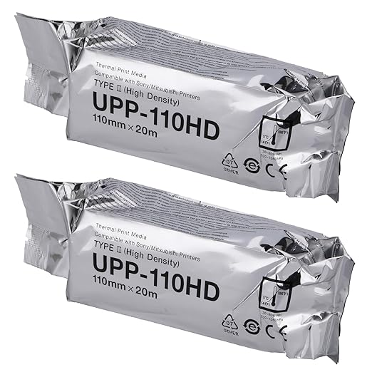 UPP-110HD Ultrasound Paper, 2 Roll High Density Ultrasound Thermal Print Film/Media 110mm x 20m