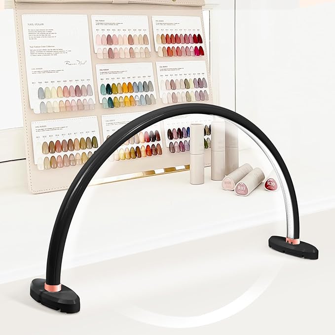 BZJ 16-Inch Half Moon Nail Light for Desk Portable Nail Art Table Lamp with Adjustable Brightness and Color Temperature for Beauty Eyelash Extensions Tattoo Crafts