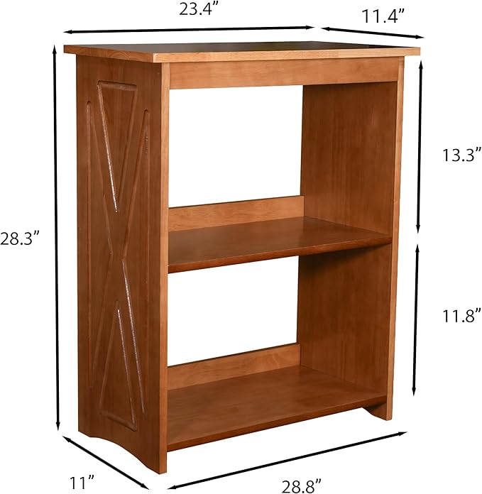 Natural Wood Bookshelf, 3 Tier Bookcase, Freestanding Display Storage Shelves Open Bookshelf for Bedroom, Living Room and Office (Brown, Open Table) (Brown, Table Open)