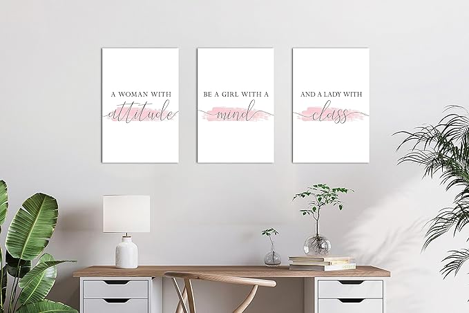 3 Piece Motivational Quotes Canvas Print Pictures Wall Decor, Men Women Inspirational Framed Artwork Home Office Decor 12"x18" x 3 Pcs