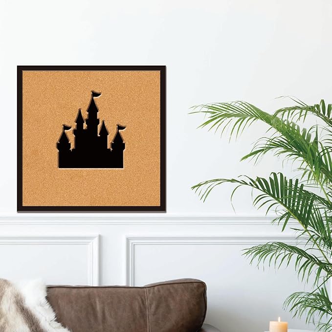 CRASPIRE Castle Pin Board 11.8x11.8In Thick Cork Board Square Wall Mounted Framed Bulletin Display Badge Wooden Decorative Corkboard Memory Memo Brooch Lapel Storage Jewelry for Home Classroom Wedding