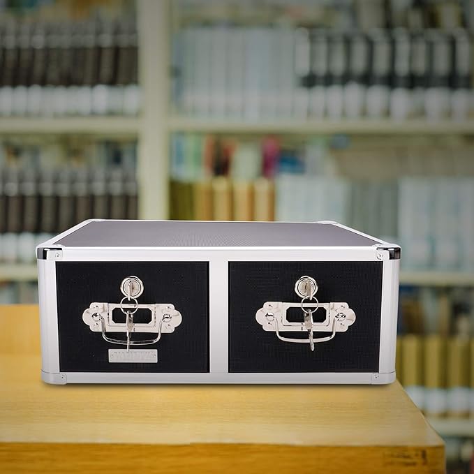 Vaultz Locking 4 x 6 Index Card Cabinet, Double Drawer, Black (VZ01395)