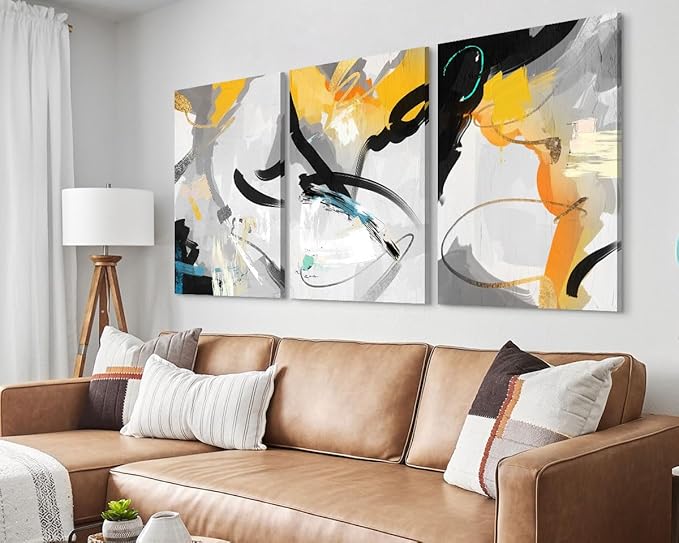 GIFTTWART Yellow Abstract Canvas Wall Art for Living Room, Bedroom, Office, or Dining – Modern Home Accents and Kitchen Painting Decor Extra Large