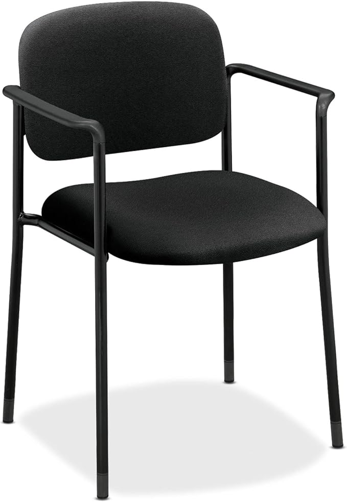 HON Scatter Office Chairs for Guests, Lobby, Offices, Waiting Room Chairs, Fabric Stackable Seating with Arms, Comfy Desk Seating, Black