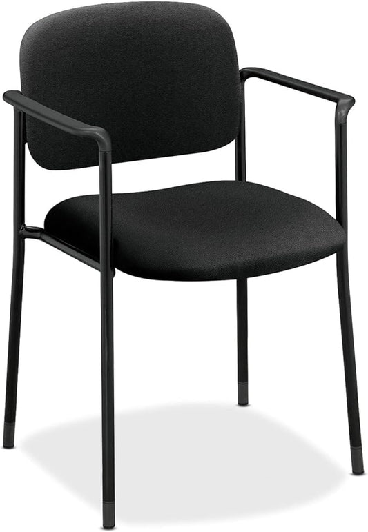 HON Scatter Office Chairs for Guests, Lobby, Offices, Waiting Room Chairs, Fabric Stackable Seating with Arms, Comfy Desk Seating, Black