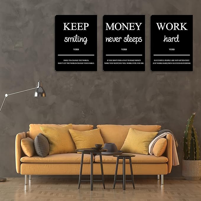 Motivational Wall Art Posters Inspirational Canvas Prints Decorations Positive Office Wall Decor Picture Painting Framed Artwork for Bedroom Home Office Living Room (48”Wx24”H)