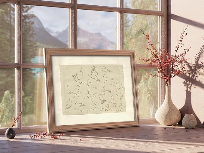 Kizbok Neutral Wall Art Decor Vintage Flying Birds Sketch Canvas Prints Antique Animals Drawing Oil Painting, Rustic Neutral Art Pictures for Bedroom, Farmhouse Wall Decor for Bathroom Home(8" x 10"-UNFRAMED)