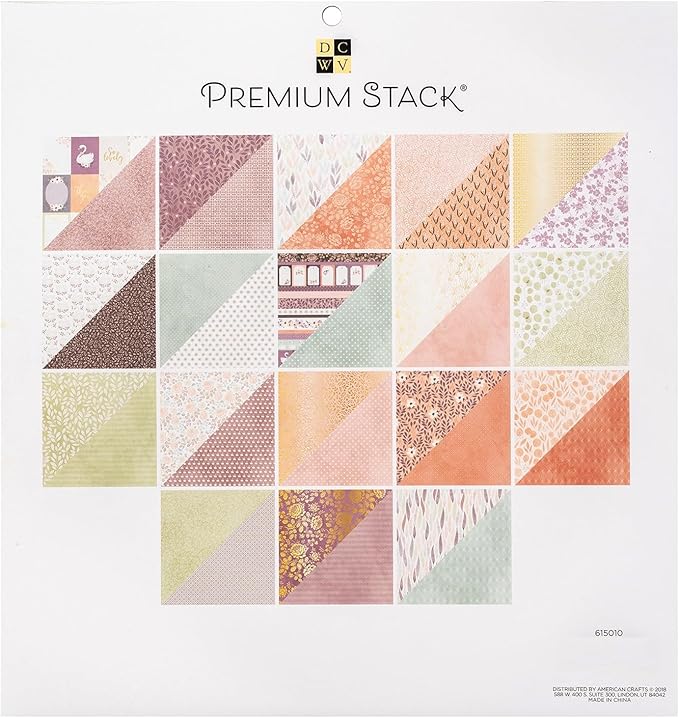 DCWV Printed Cardstock Paper 12x12, 36 Sheets of Scrapbook Paper for Crafts and Card Making, Double Sided Heavy Duty Cardstock with Foil Accents - Subtle & Sophisticated