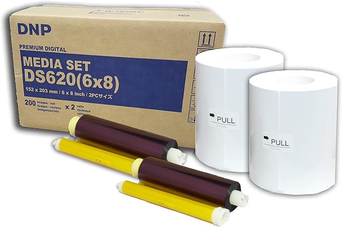DNP 6x8 Dye Sub Media for DS620A Printer, 2 Rolls of 200 Prints (Total 400)